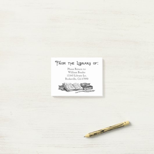 Aangepaste Bookplate  Boeken Schrijven Quill Post-it® Notes (Op bureau)