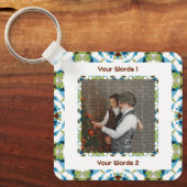 Aangepaste boom groene winter blauwe kerst foto te sleutelhanger (Voorkant)