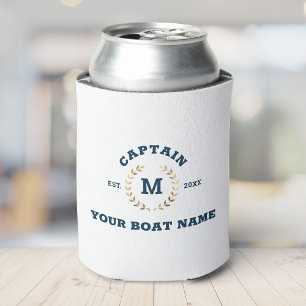 Aangepaste boot Kapitein Monogram Gold Laurel Naut Blikjeskoeler
