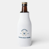 Aangepaste Boot Kapitein Monogram Gouden Laurel Na Flesjeskoeler (Fles Voorkant)