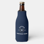 Aangepaste Boot Kapitein Monogram Gouden Laurel Na Flesjeskoeler (Fles Voorkant)