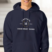 Aangepaste Boot Kapitein Monogram Gouden Laurel Na Hoodie