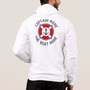 Aangepaste boot kapitein naam zeilen hoodie voor z