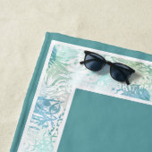 Aangepaste bootankerplaats op Aqua Blue Blauwgroen Strandlaken (In situ)