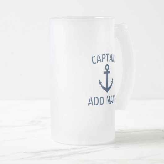 Aangepaste bootkapitein naam nautisch bier stein matglas bierpul (Voorkant rechts)