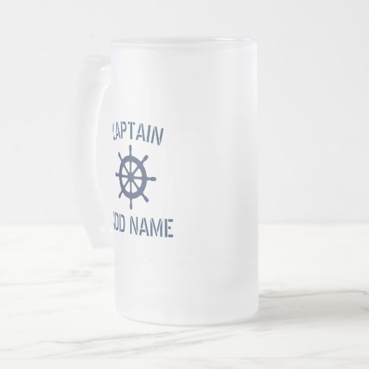 Aangepaste bootkapitein naam nautisch bier stein matglas bierpul (Voorkant links)