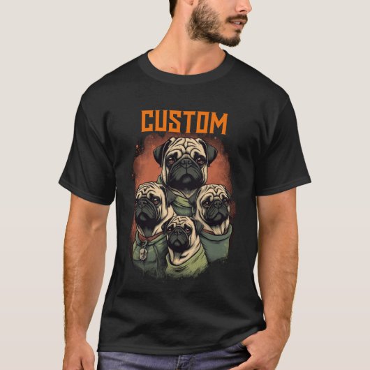 Aangepaste Bootleg Pug 90s T-shirt (Voorkant)