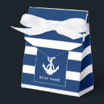 Aangepaste bootnaam Anker Naautical Kust Bedankdoosjes<br><div class="desc">Het nautische ontwerp van de Favor Box met anker voegt niet alleen een tijdloze esthetiek toe, maar vormt ook een mooie aanvulling op de collectie van elke bootliefhebber. Met de naam van uw boot, en een wit anker en touw, personaliseer om een unieke uitrusting voor uw boot te creëren. Maakt...</div>