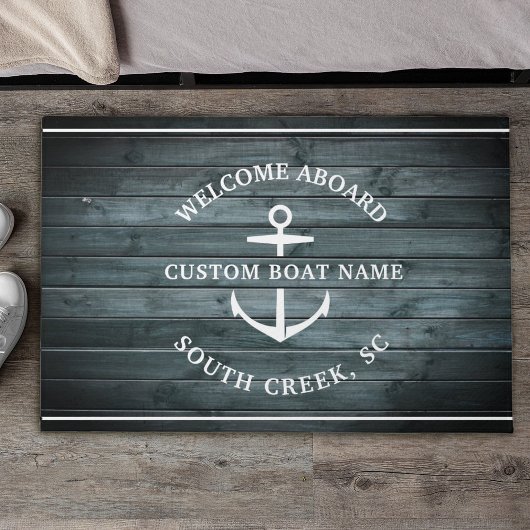 Aangepaste bootnaam driftwood Welkom op het bord Deurmat