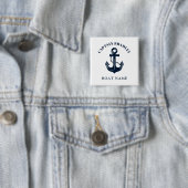 Aangepaste bootnaam en kapitein nautische identite vierkante button 5,1 cm (In situ)