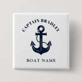Aangepaste bootnaam en kapitein nautische identite vierkante button 5,1 cm (Voorkant)
