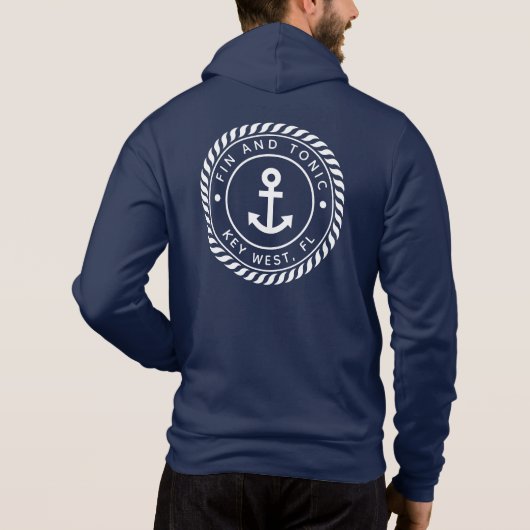 Aangepaste bootnaam en verzendregistratie Nautical Hoodie (Achterkant)