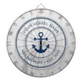 Aangepaste bootnaam Jaar Nautical Anchor Rustic Dartbord (Voorkant)