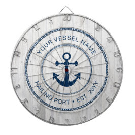 Aangepaste bootnaam Jaar Nautical Anchor Rustic Dartbord