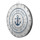 Aangepaste bootnaam Jaar Nautical Anchor Rustic Dartbord (Voorkant Rechts)
