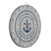 Aangepaste bootnaam Jaar Nautical Anchor Rustic Dartbord (Voorkant Links)