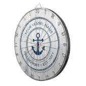 Aangepaste bootnaam jaar nautisch anker rustiek dartbord (Voorkant Rechts)