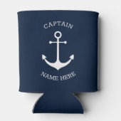 Aangepaste Bootnaam Kapitein nautisch anker donker Blikjeskoeler (Achterkant)