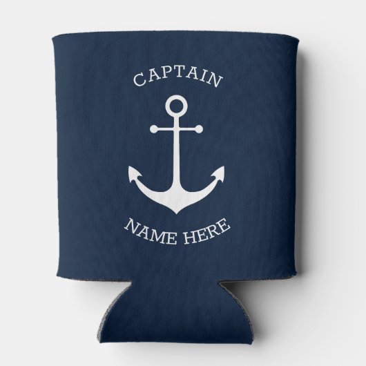 Aangepaste Bootnaam Kapitein nautisch anker donker Blikjeskoeler (Achterkant)