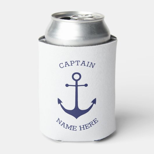 Aangepaste Bootnaam Kapitein nautisch anker marine Blikjeskoeler (Blikje Voorkant)