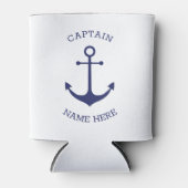 Aangepaste Bootnaam Kapitein nautisch anker marine Blikjeskoeler (Voorkant)