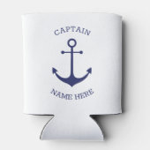 Aangepaste Bootnaam Kapitein nautisch anker marine Blikjeskoeler (Achterkant)