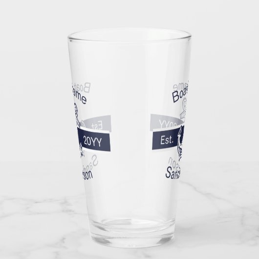 Aangepaste bootnaam Nautical Anchor Navy Blue Whit Glas (Rechts)