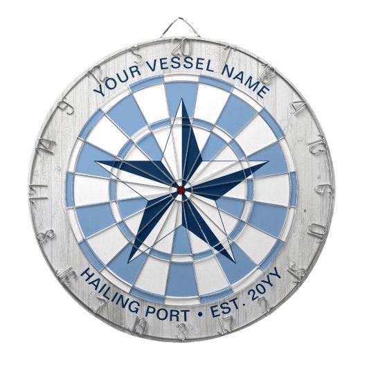 Aangepaste bootnaam Nautical Star Persoonlijk Dartbord (Voorkant)