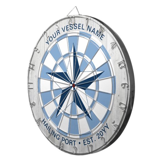 Aangepaste bootnaam Nautical Star Persoonlijk Dartbord (Voorkant Rechts)