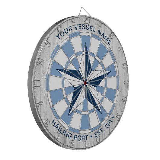 Aangepaste bootnaam Nautical Star Persoonlijk Dartbord (Voorkant Links)
