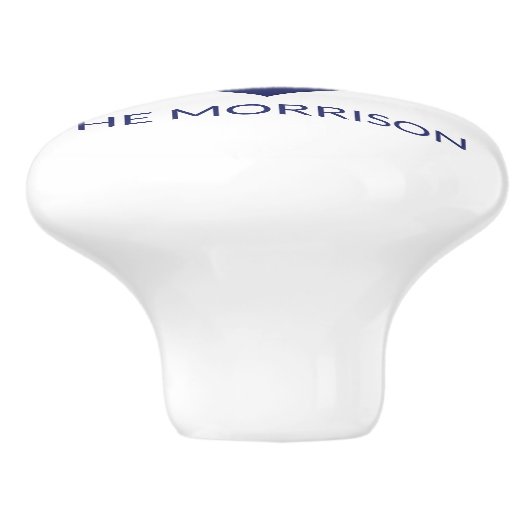 Aangepaste bootnaam nautisch anker marineblauw wit keramische knop (Zijkant)