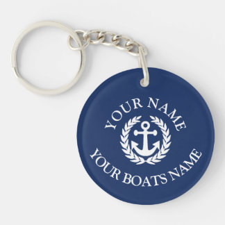 Aangepaste bootnaam nautisch anker sleutelhanger