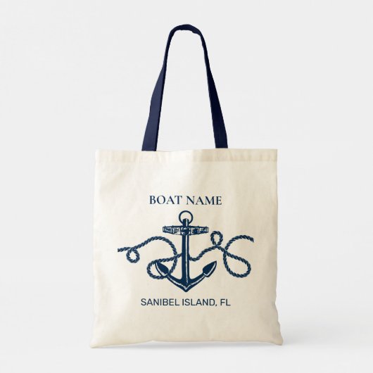 Aangepaste bootnaam nautisch anker tote bag (Achterkant)