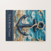 Aangepaste bootnaam Nautisch Zee Anker Legpuzzel (Horizontaal)
