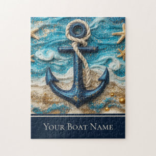 Aangepaste bootnaam Nautisch Zee Anker Legpuzzel