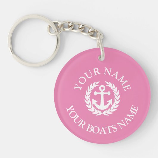 Aangepaste bootnaam nautische anker sleutelhanger (Voorkant)