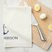 Aangepaste Bootnaam nautische marine blauw anker i Theedoek (Quarter Fold)