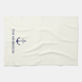 Aangepaste Bootnaam nautische marine blauw anker i Theedoek (Horizontaal)