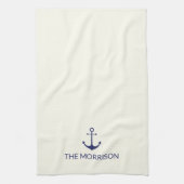Aangepaste Bootnaam nautische marine blauw anker i Theedoek (Verticaal)