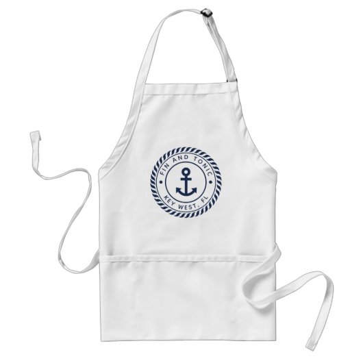 Aangepaste bootnaam Navy Blue Anchor Standaard Schort (Voorkant)