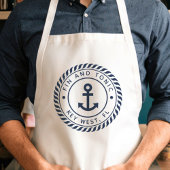 Aangepaste bootnaam Navy Blue Anchor Standaard Schort