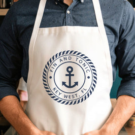 Aangepaste bootnaam Navy Blue Anchor Standaard Schort