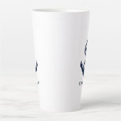 Aangepaste bootnaam Navy Blue Nautical Anchor Latte Mok (Voorkant)