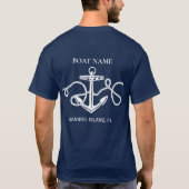 Aangepaste bootnaam register nautische anker t-shirt (Achterkant)
