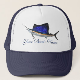 Aangepaste bootnaam Sailfish Trucker Hat Pet