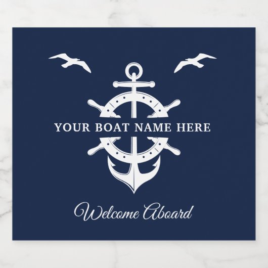 Aangepaste bootnaam Scheepswerf Wiel Anchor Nautic Bier Etiket (Enkel label)