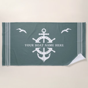 Aangepaste bootnaam Scheepswerf wiel Anchor Nautic Strandlaken