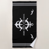 Aangepaste bootnaam schip wielanker Nautical Strandlaken (Voorkant)