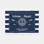 Aangepaste bootnaam Welkom aan boord Kompas Fleece Deken (Voorkant (Horizontaal))