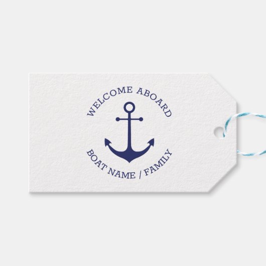 Aangepaste bootnaam Welkom aan boord nautisch anke Cadeaulabel (Voorkant (Horizontaal))